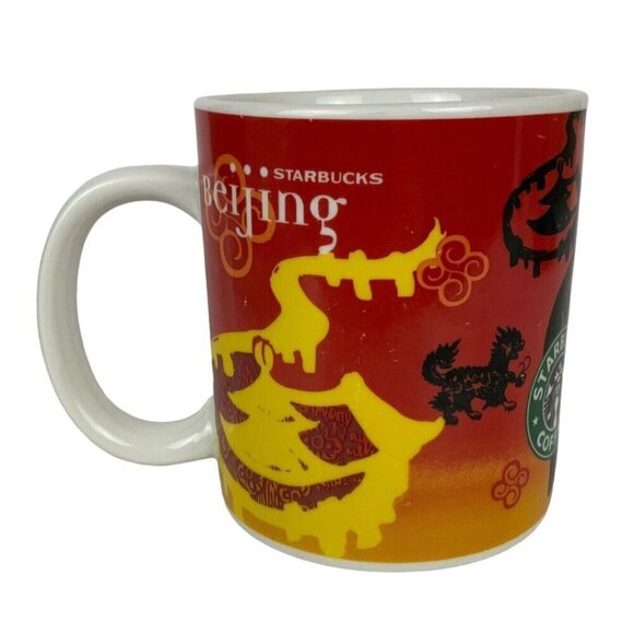 Starbucks Mug Beijing China Collectible 20oz Coffee Cup Chinese Dragon Red Large - Picture 1 of 6